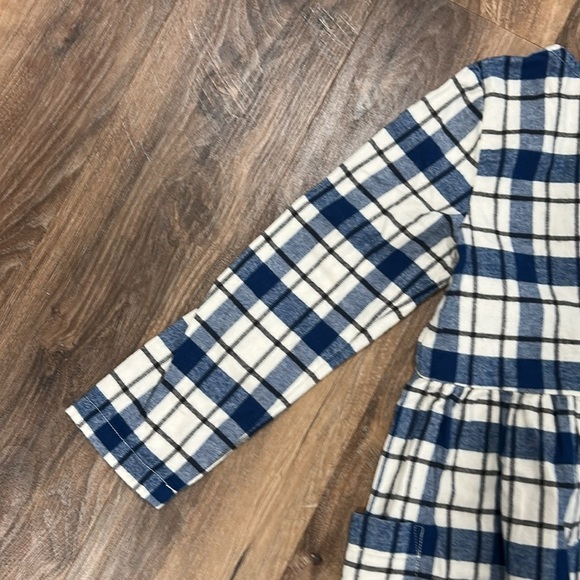 Hanna Anderson 100% cotton Flannel style plaid Dress blue/blk size 120cm/us 6-7 - Picture 7 of 12